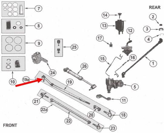 DS1046 Moog tração de direção montada direita