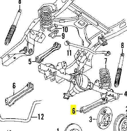 Braço oscilante (tração) longitudinal inferior esquerdo/direito de suspensão traseira K52088521 Fiat/Alfa/Lancia