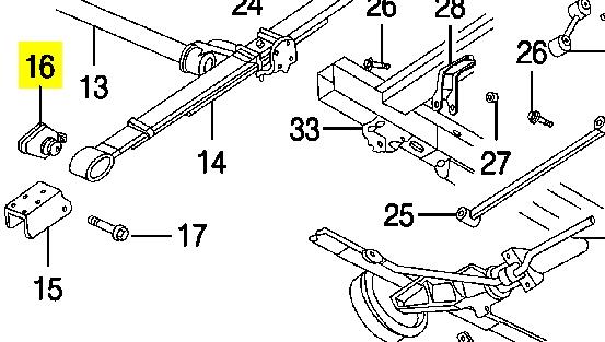 5006950AA Chrysler bloco silencioso de dianteiro suspensão de lâminas traseira