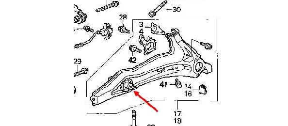 Bloco silencioso de braço oscilante traseiro longitudinal para Honda Civic (EJ9, EK3/4)