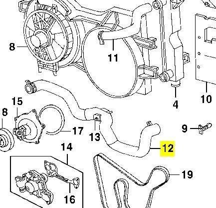 Mangueira (cano derivado) inferior do radiador de esfriamento para Chrysler Voyager 