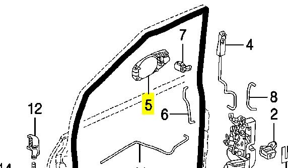 Maçaneta dianteira direita da porta externa para Dodge Grand Caravan (US)