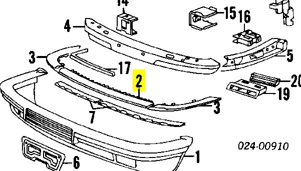 Placa sobreposta central do pára-choque dianteiro para BMW 7 (E32)