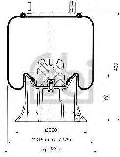 15010 Febi coxim pneumático (suspensão de lâminas pneumática do eixo)