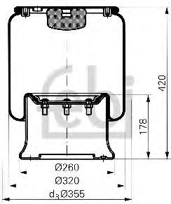 15025 Febi coxim pneumático (suspensão de lâminas pneumática do eixo traseiro)