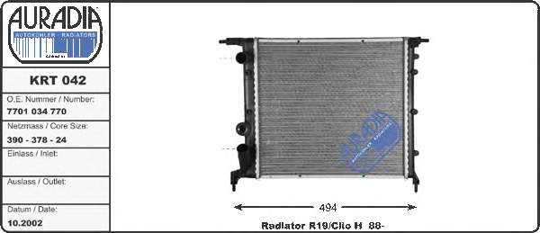 7700784040 Renault (RVI) radiador de esfriamento de motor