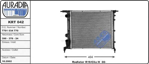 7701034770 Renault (RVI) radiador de esfriamento de motor