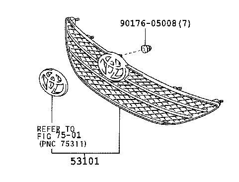 5310133090 Toyota решетка радиатора