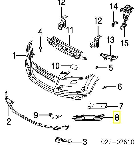 Grelha direita do pára-choque dianteiro para Audi Q7 (4L)