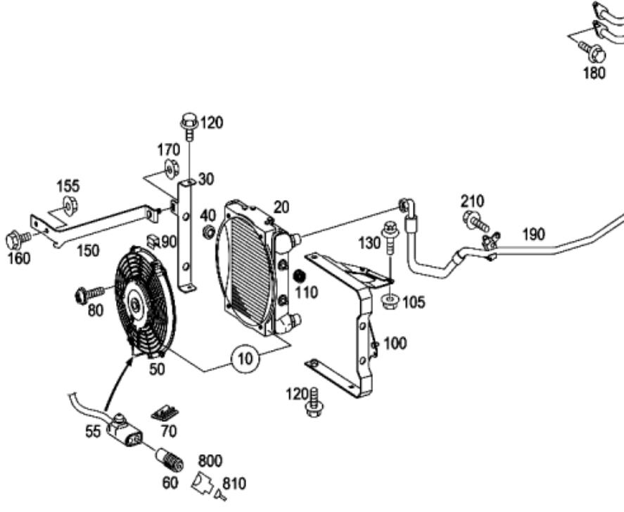 Ventilador elétrico de esfriamento montado (motor + roda de aletas) para Mercedes CLS (C219)