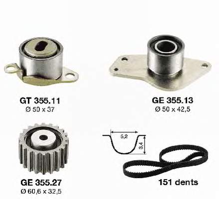 KD45521 SNR correia do mecanismo de distribuição de gás, kit