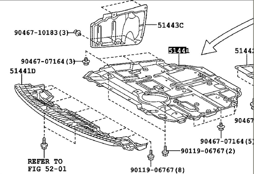 Proteção de motor, de panela (da seção de motor) para Toyota Corolla (E15)