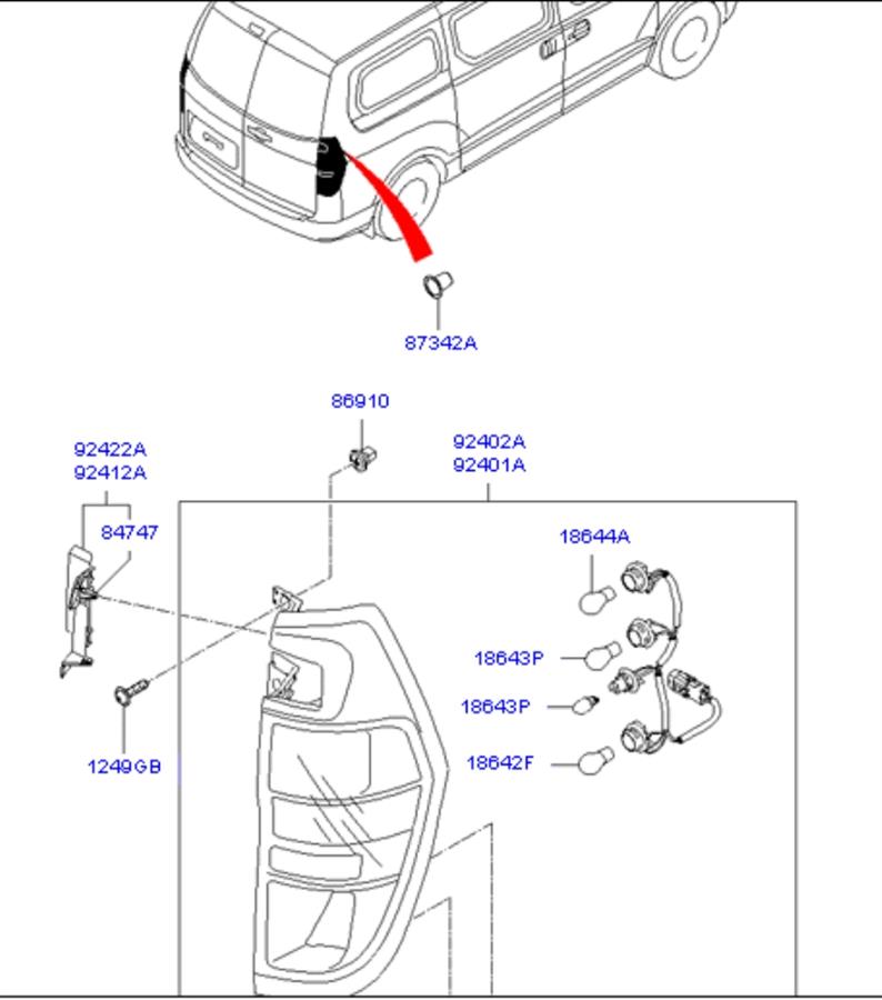 92402-4H060 Hyundai/Kia lanterna traseira direita