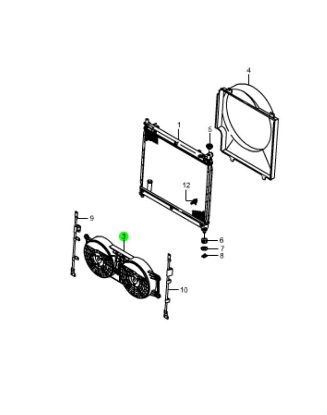 Ventilador elétrico de esfriamento montado (motor + roda de aletas) para SsangYong Rexton (RJN)