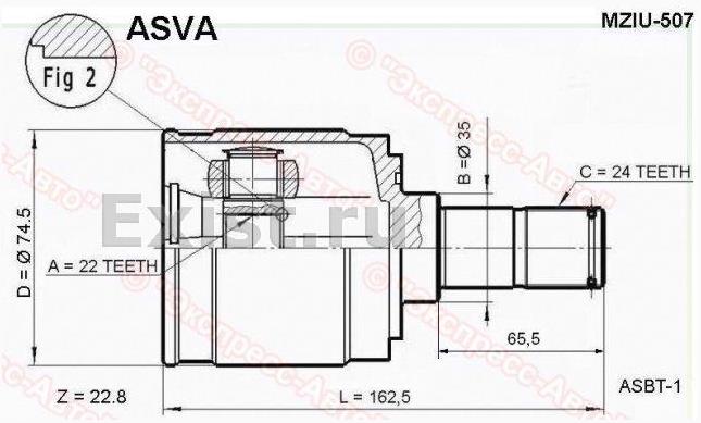 ШРУС внутренний передний левый MZIU507 Asva