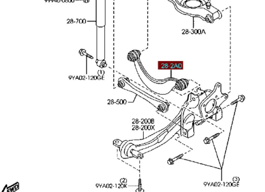 BP4K28C10A Mazda braço oscilante superior esquerdo/direito de suspensão traseira