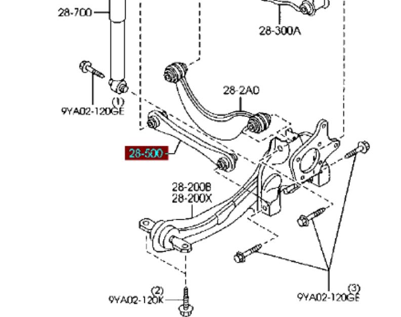 BBP328500A Mazda braço oscilante de suspensão traseira transversal