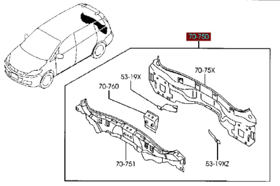 CC3370750 Mazda painel traseiro da seção de bagagem