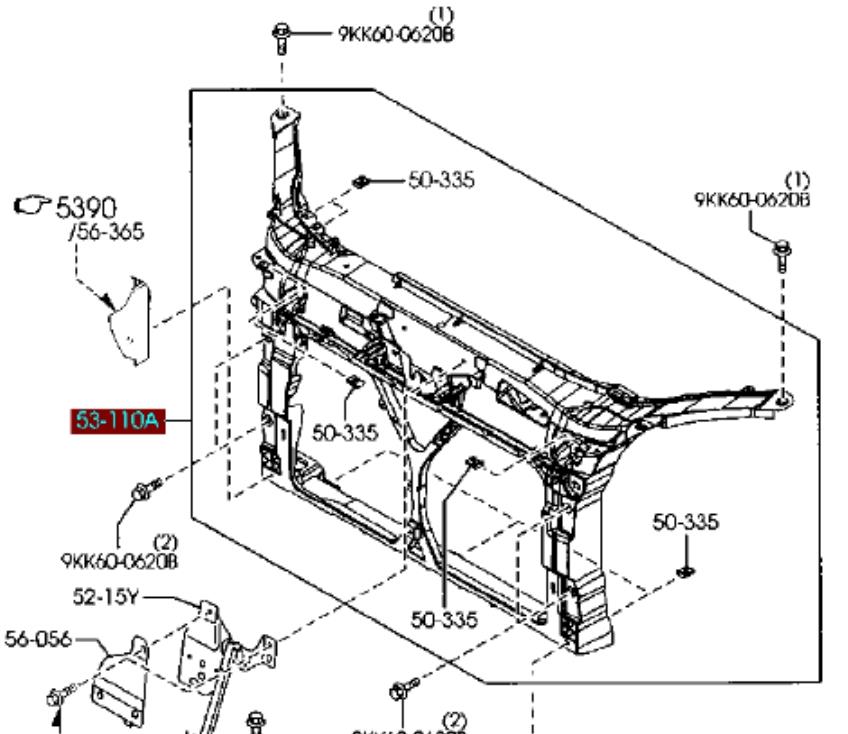 Suporte do radiador montado (painel de montagem de fixação das luzes) para Mazda 5 (CR)