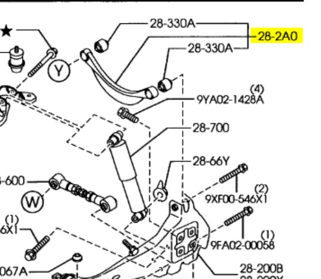 GP9B28C10 Mazda braço oscilante superior esquerdo/direito de suspensão traseira