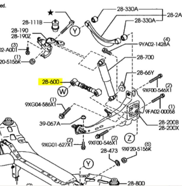 G26A28500B Mazda barra transversal de suspensão traseira