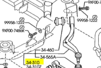 GJ6A34J00A Mazda braço oscilante inferior direito de suspensão dianteira