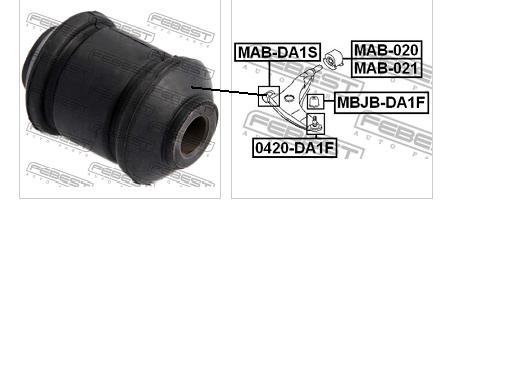 MABDA1S Febest bloco silencioso dianteiro do braço oscilante inferior