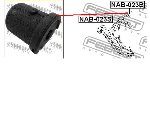 NAB023B Febest bloco silencioso dianteiro do braço oscilante inferior