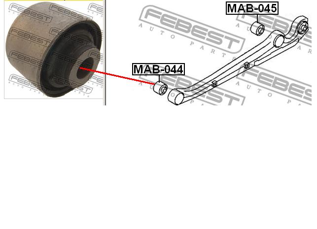 MAB-044 Febest bloco silencioso dianteiro de braço oscilante traseiro longitudinal