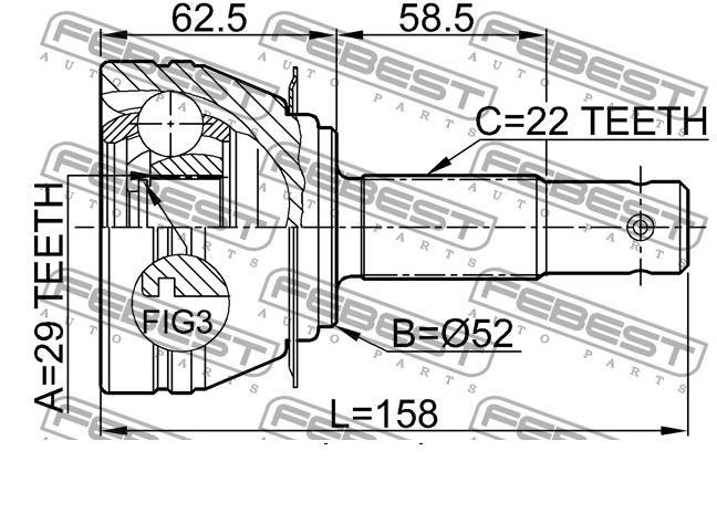 CW-2608 Optimal junta homocinética externa dianteira