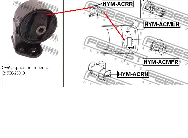 Coxim (suporte) traseiro de motor para Hyundai Accent (LC)