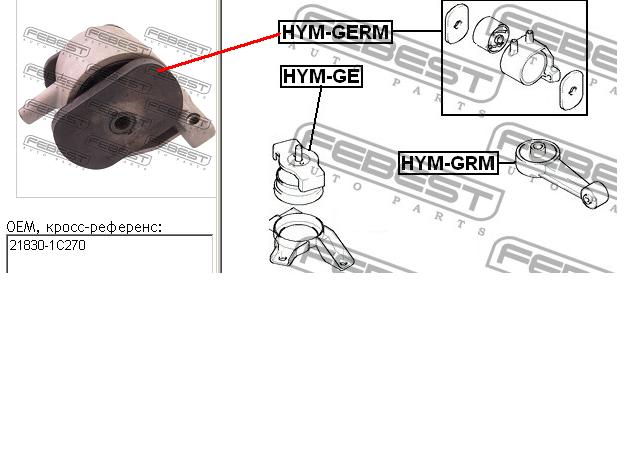 Coxim (suporte) esquerdo traseiro de motor I50604YMT Yamato