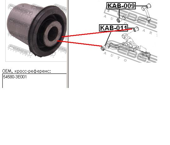 Bloco silencioso dianteiro do braço oscilante inferior KAB011 Febest