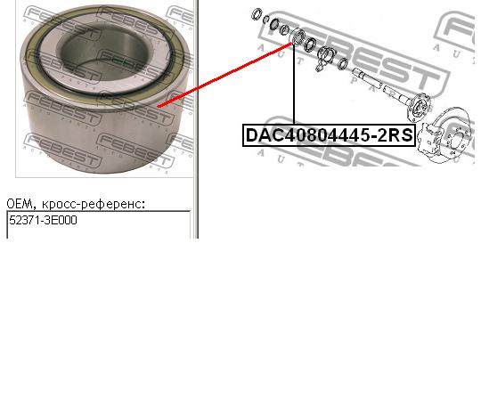 DAC408044452RS Febest rolamento do semieixo do eixo traseiro