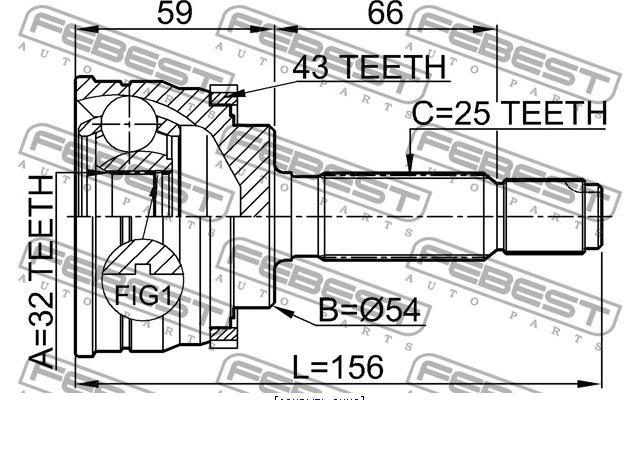 0410-034A43 Febest junta homocinética externa dianteira