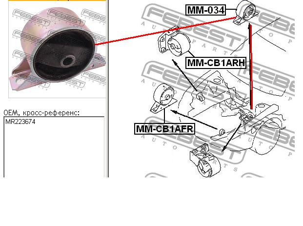 M0929EA RBI coxim (suporte traseiro de motor)