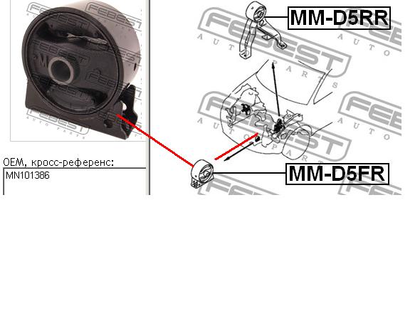MM-D5FR Febest coxim (suporte dianteiro de motor)