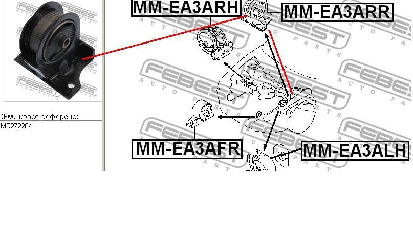 Coxim (suporte) traseiro de motor MMEA3ARR Febest