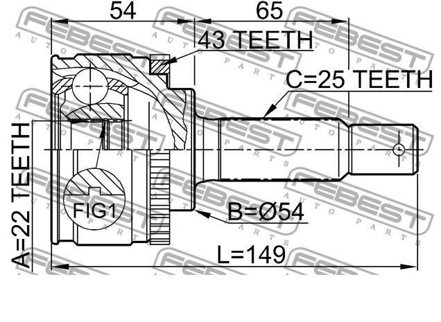 0410012A43 Febest junta homocinética externa dianteira