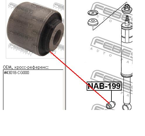 NAB199 Febest bloco silencioso de amortecedor traseiro