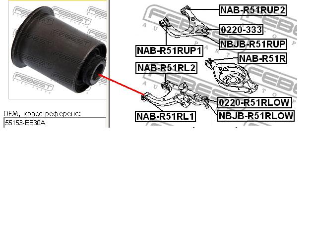Bloco silencioso do braço oscilante inferior traseiro para Nissan Pathfinder (R51M)