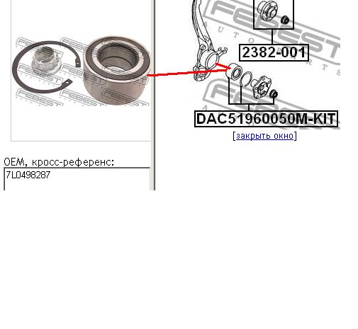 DAC51960050MKIT Febest rolamento de cubo dianteiro/traseiro