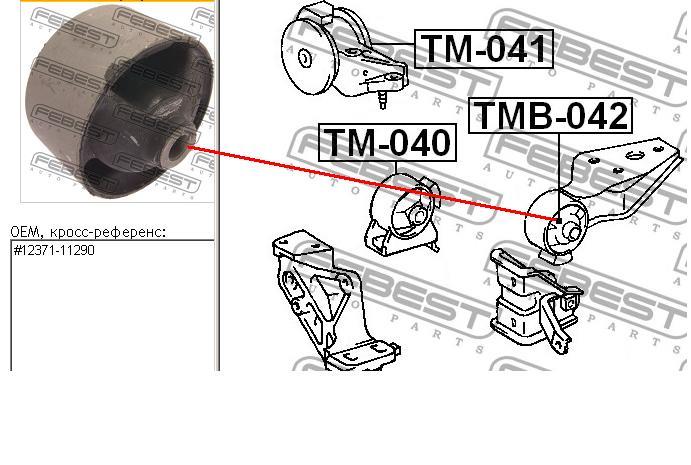 Подушка (опора) двигателя задняя (сайлентблок) FEBEST TMB042