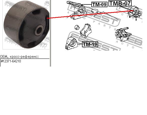 TMB-07 Febest coxim (suporte traseiro de motor (bloco silencioso))