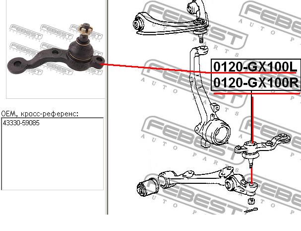 Suporte de esfera inferior esquerdo 0120GX100L Febest