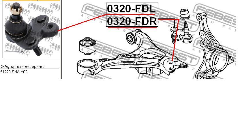 Suporte de esfera inferior direito para Honda Civic (FD1)