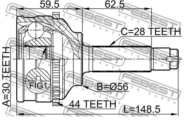 0510037A44 Febest junta homocinética externa dianteira