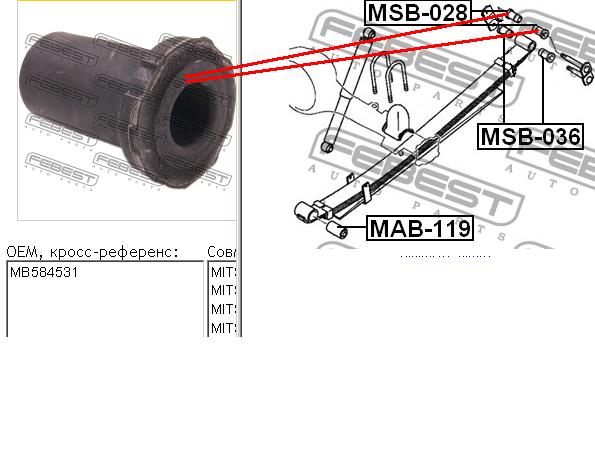 MB584531 Mitsubishi bloco silencioso de argola da suspensão de lâminas