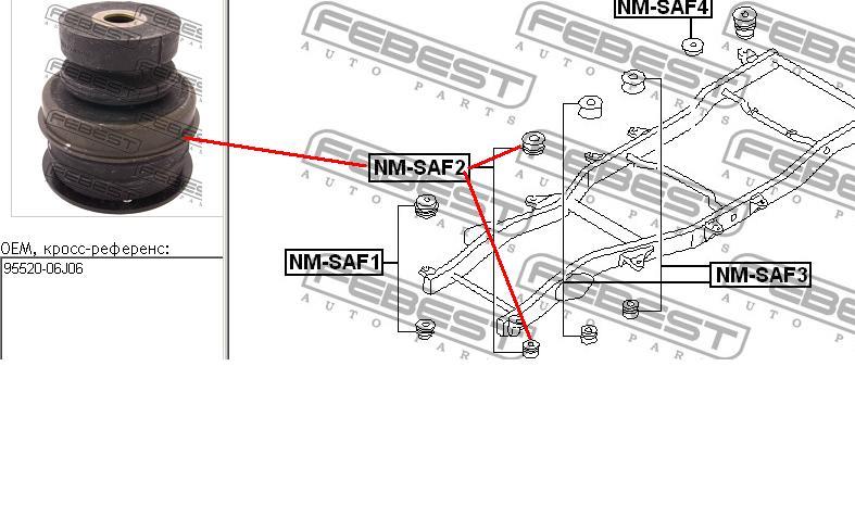 9552006J06 Nissan coxim de chassi (de fixação de carroçaria)