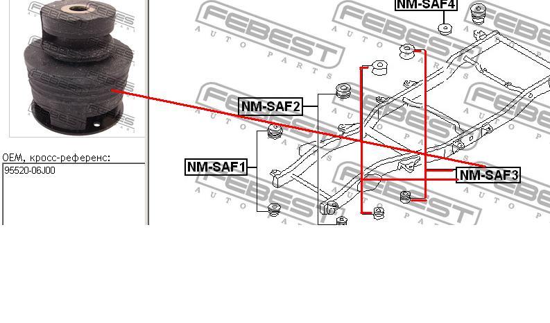 NMSAF3 Febest подушка рамы (крепления кузова)
